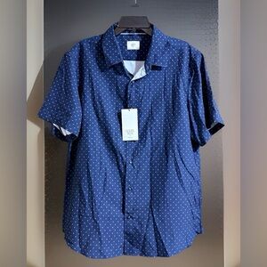 NWT Level Ten Men's Blue Dotted/Floral Casual Button Down Shirt - XL